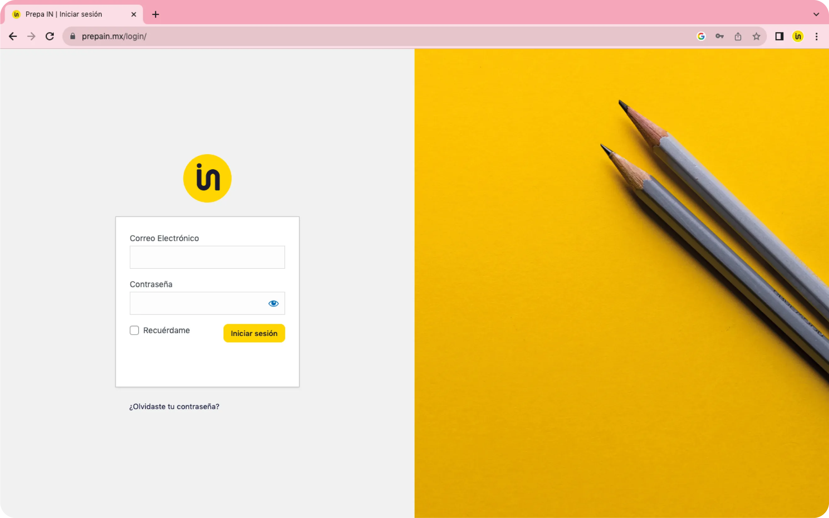 Interfaz de cursos de Prepa IN