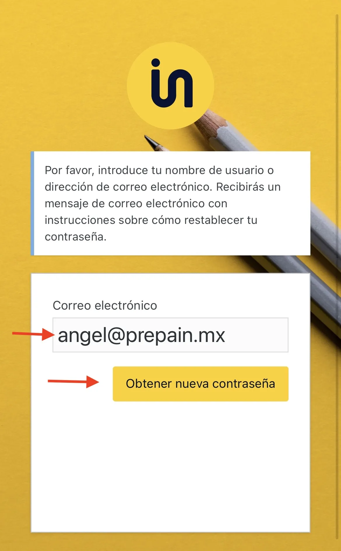 Obtener nueva contraseña
