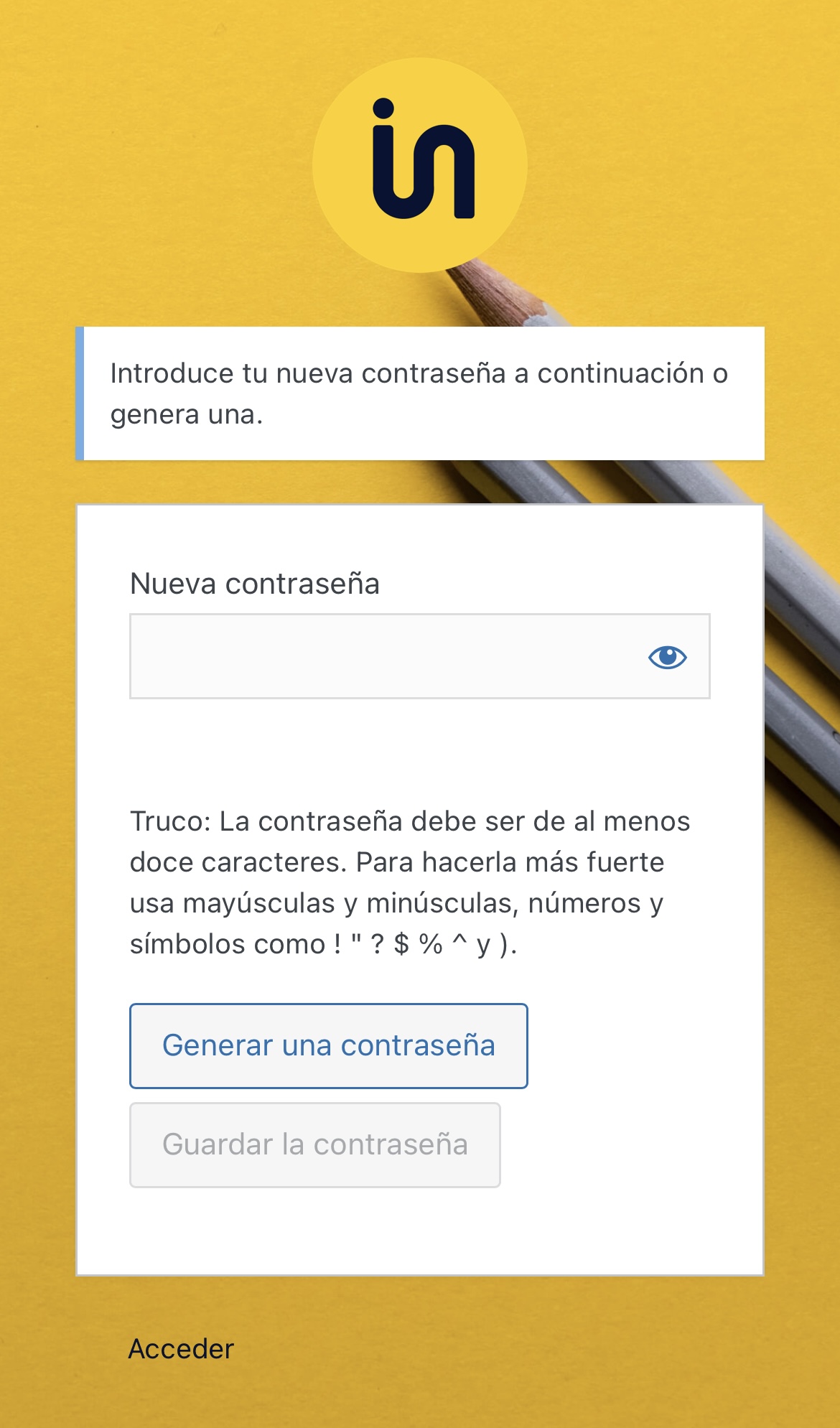 Generar un nueva contraseña